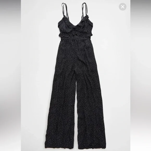 NWT AE Black and White Polka Dot Jumpsuit - Picture 3 of 8
